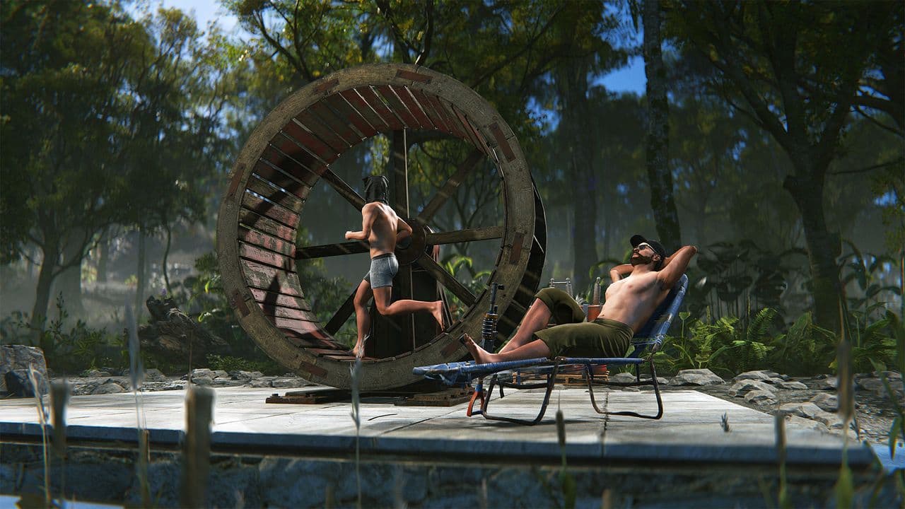 Rust is getting hydro power through water wheels that can also be powered by humans: 'Before you ask, yes, you can force handcuffed players into them'