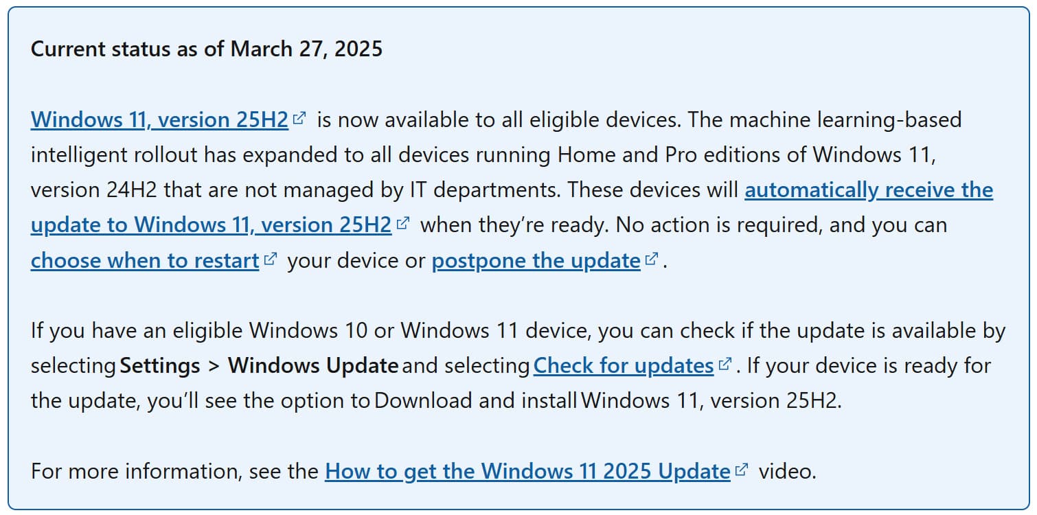 Microsoft is Forcing Windows 11 25H2 Update to 24H2 Users