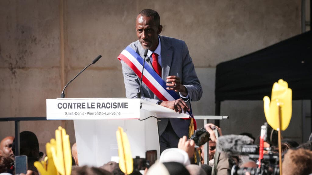 Thousands rally against racism in Paris suburb to defend newly elected Black mayor